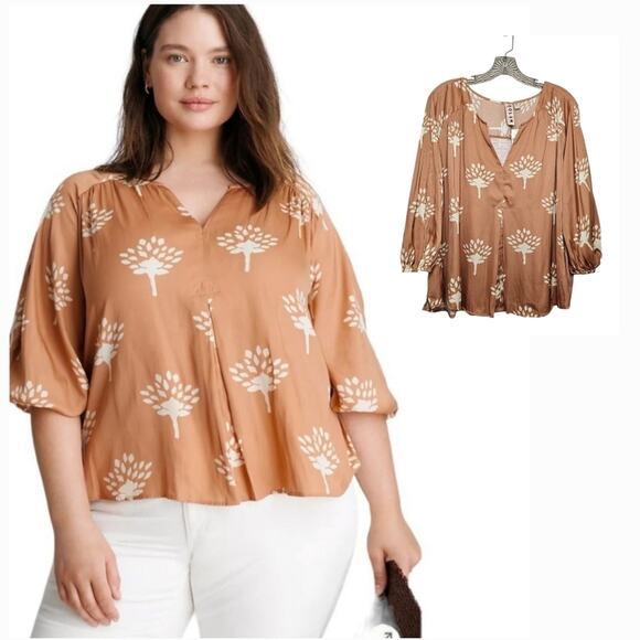 Anthropology Dolan Alvia Peasant Flowy Boho Top Blouse 1X Plus - Picture 1 of 9